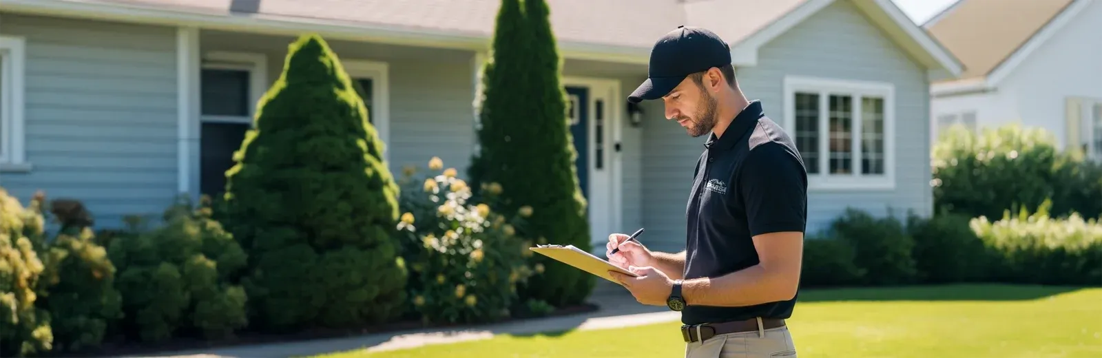 technician inspecting home and making report